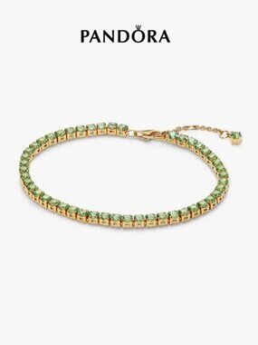 Pandora Gold Bracelet with Green Stones - Women Jewelry